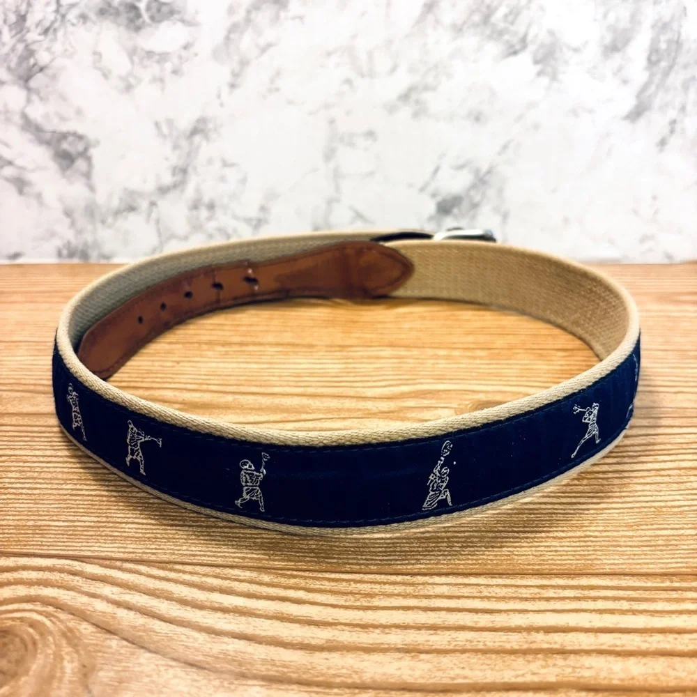 The Belted Cow Co. Lacrosse Woven Cotton & Leather Belt Maine, USA Men's 34